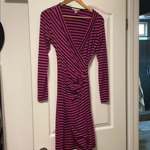 Pink & Black striped long sleeve dress